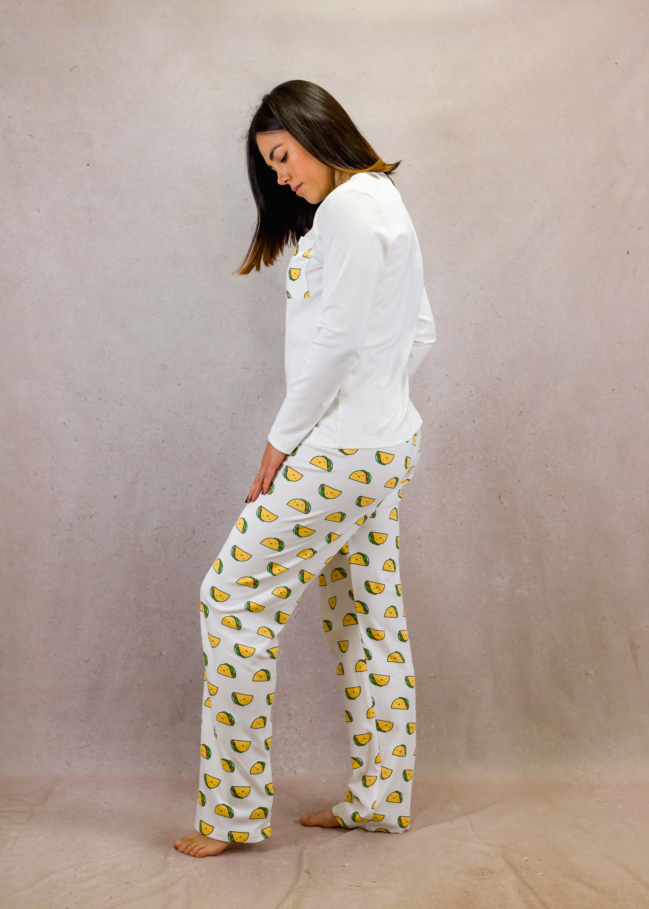 Women's Long Sleeve Pima Cotton Pyjama Set – Tacos Print