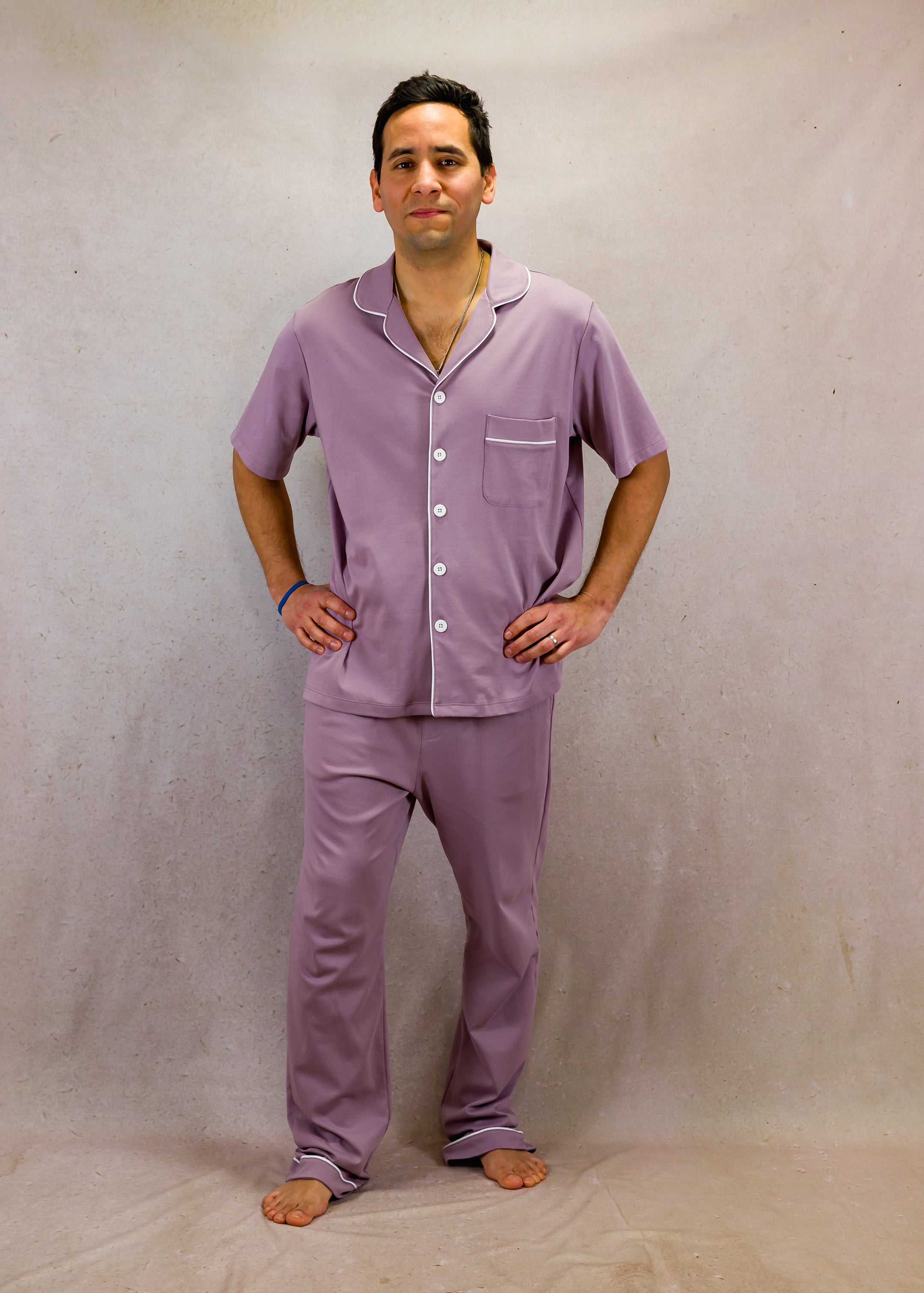 Pale purple set with short-sleeves and trouser