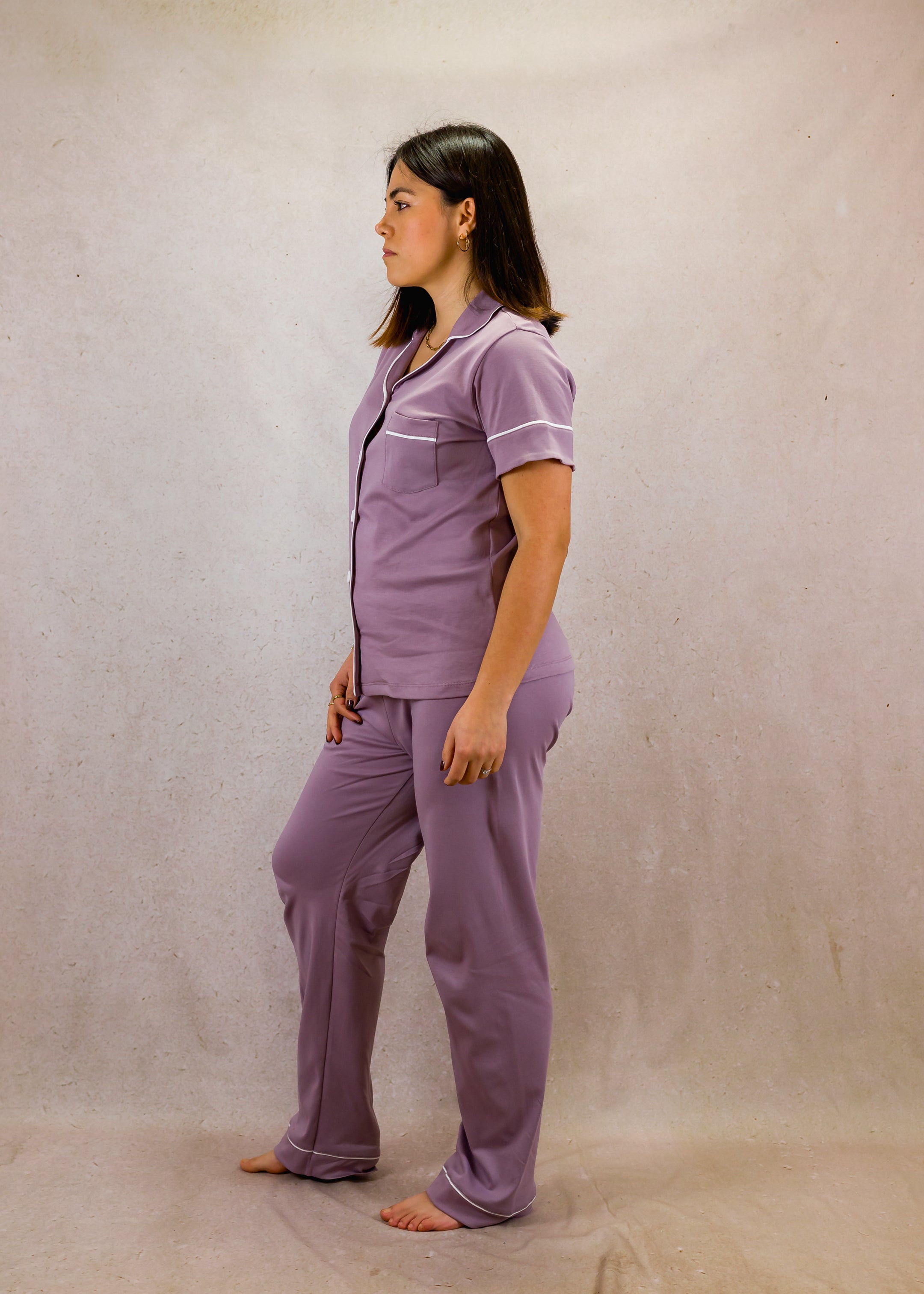 Pale purple set with short-sleeves