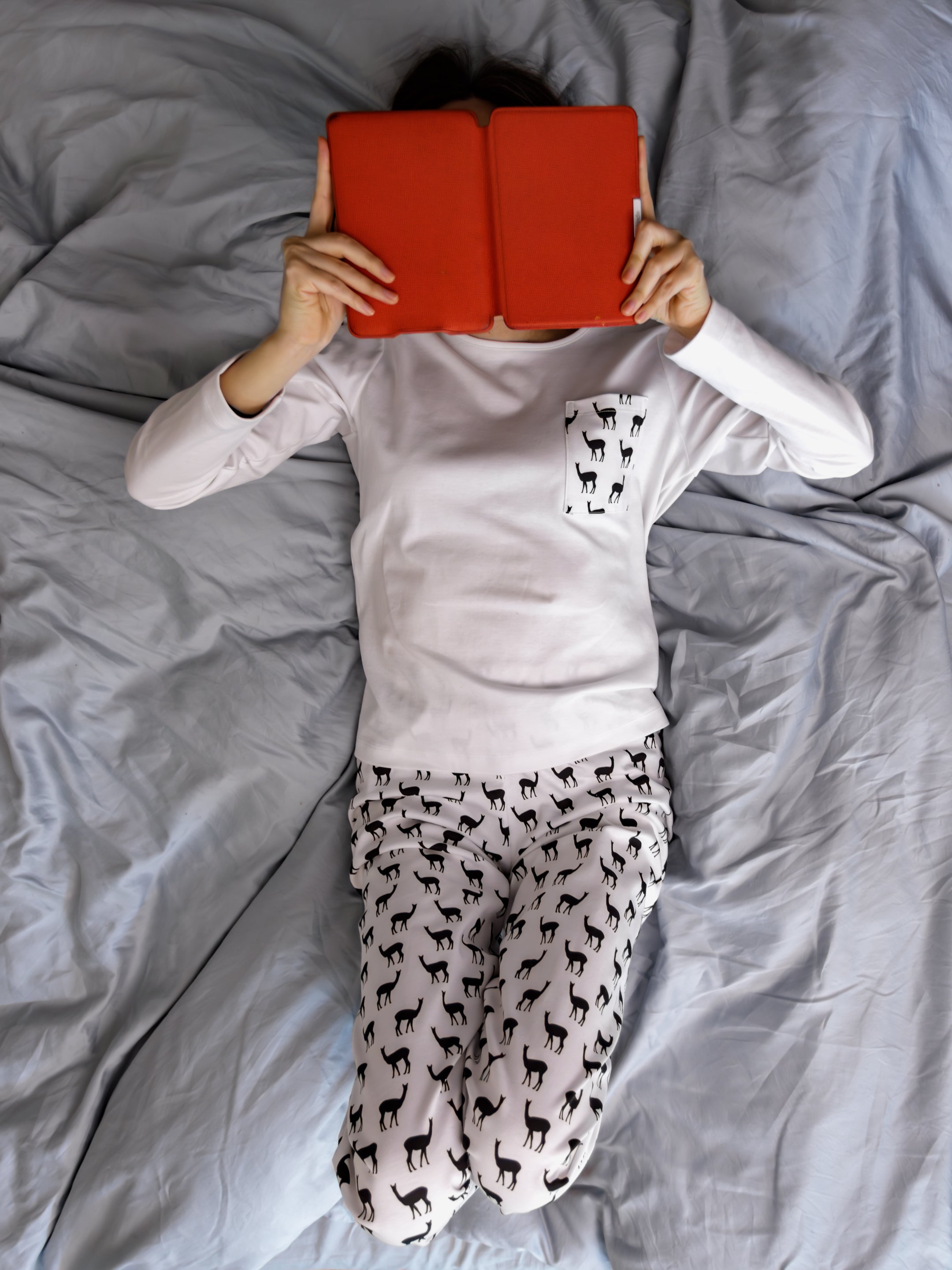 Women's Long Sleeve Pima Cotton Pyjama Set – Black & White Vicuña Print
